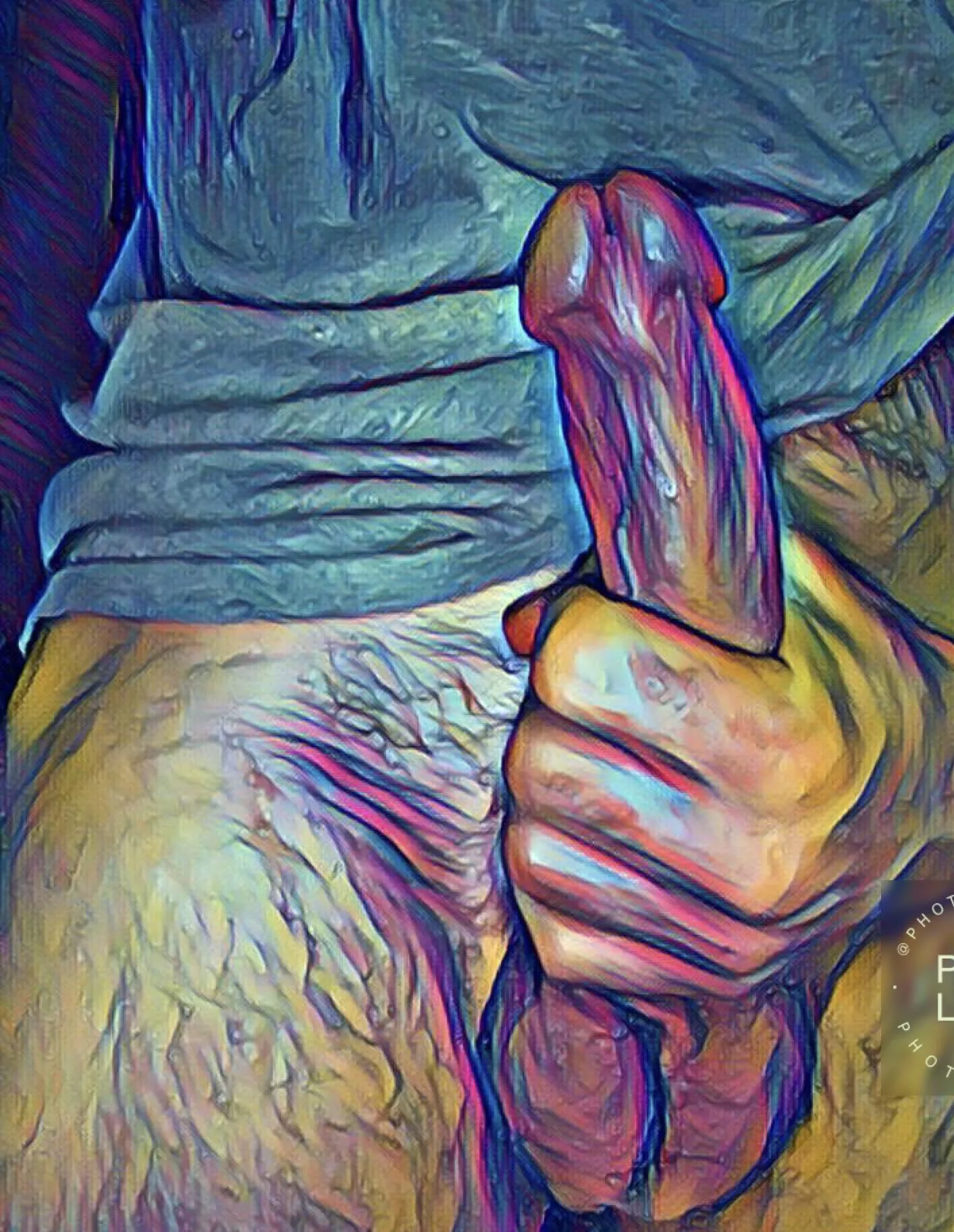 The oil painting pose