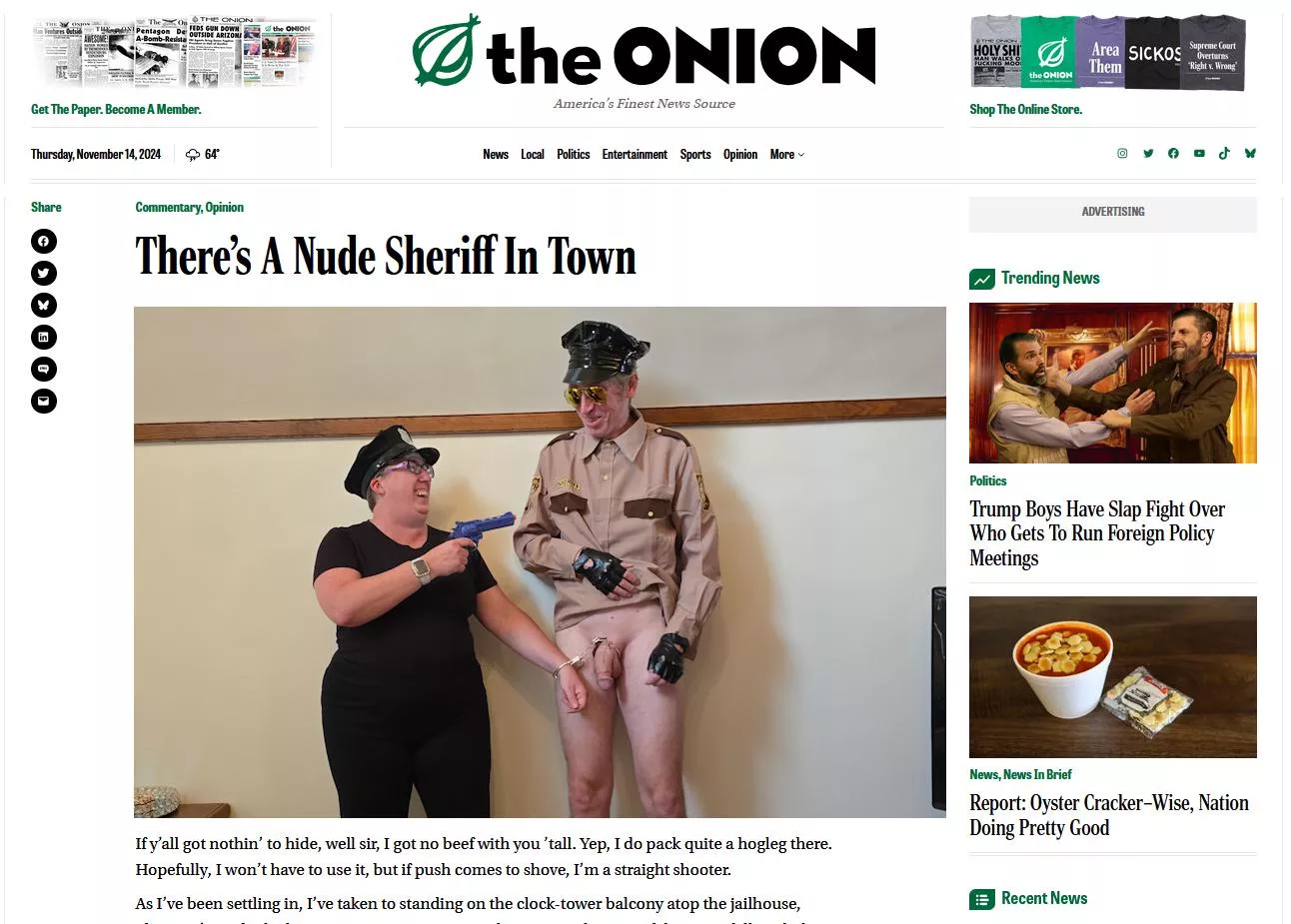 The Onion - There's a Nude Sheriff in Town!