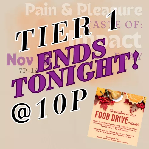 Time to get your tickets if u haven't already! Of course you can still pay at the door if you prefer :) * don't forget it's our Food Drive month! Bring in dry food goods in exchange for raffle tickets! 