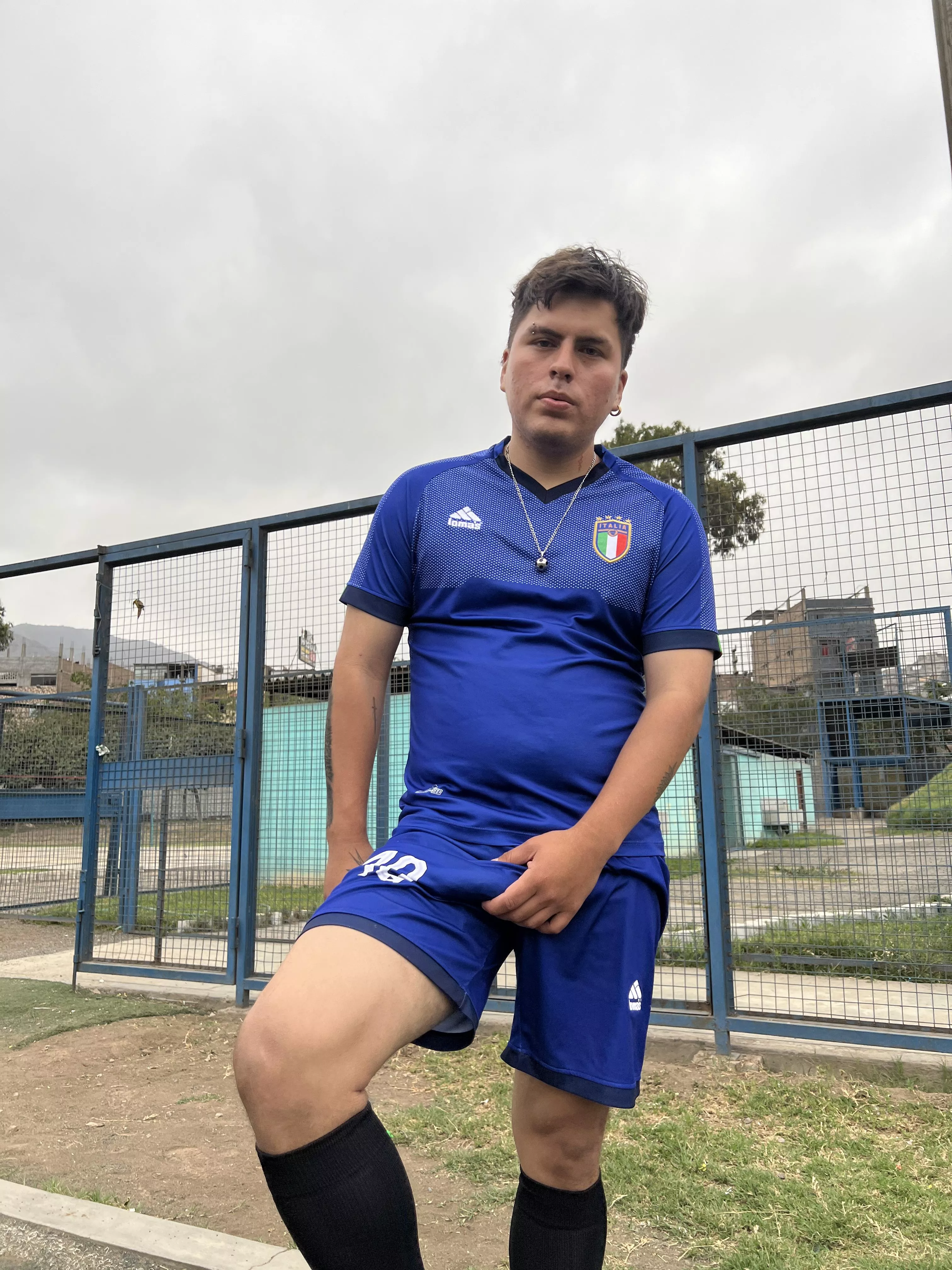 Would you like to have this bulge in your mouth? Haha, it's throbbing with excitement