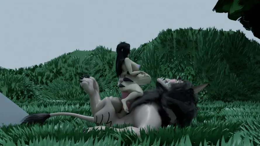 A giant Werewolf with a huge cock bangs a petite girl.