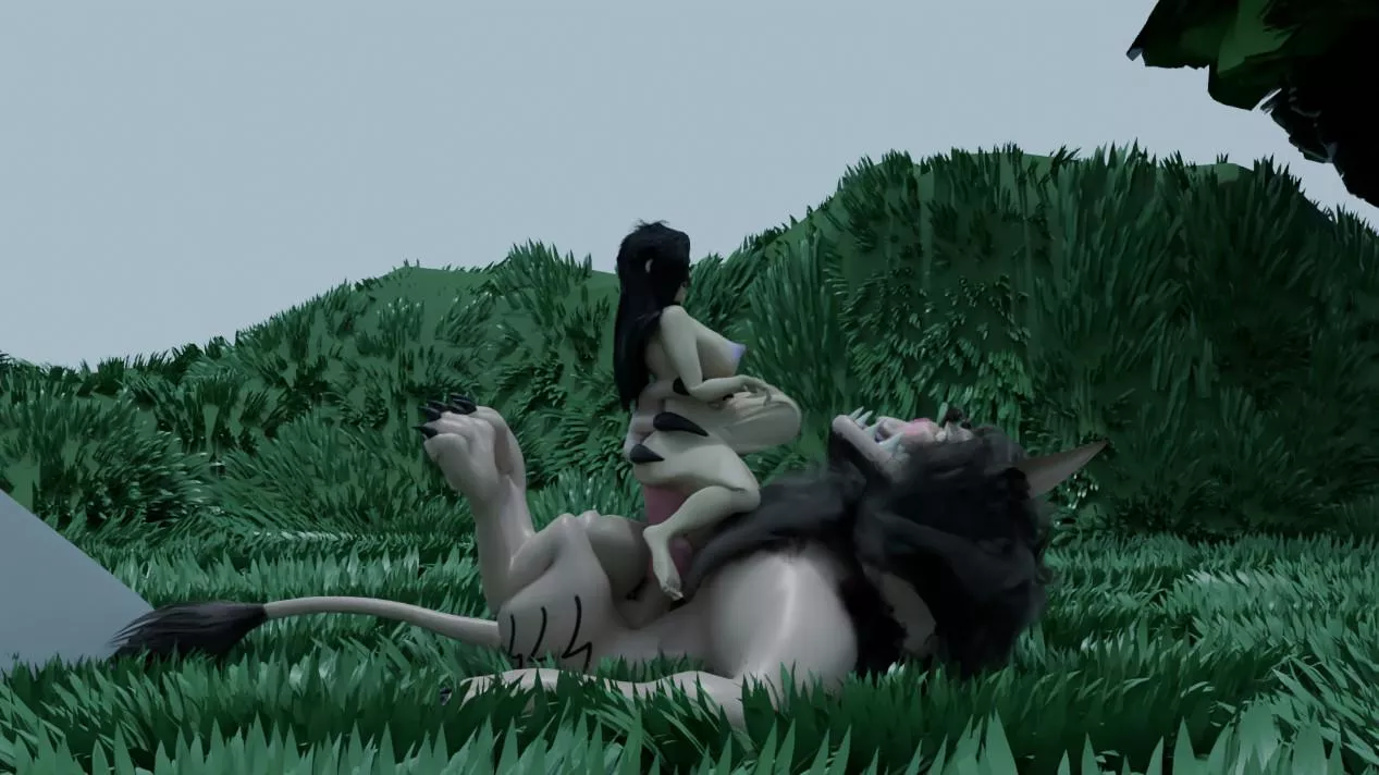 A giant Werewolf with a huge cock bangs a petite girl.