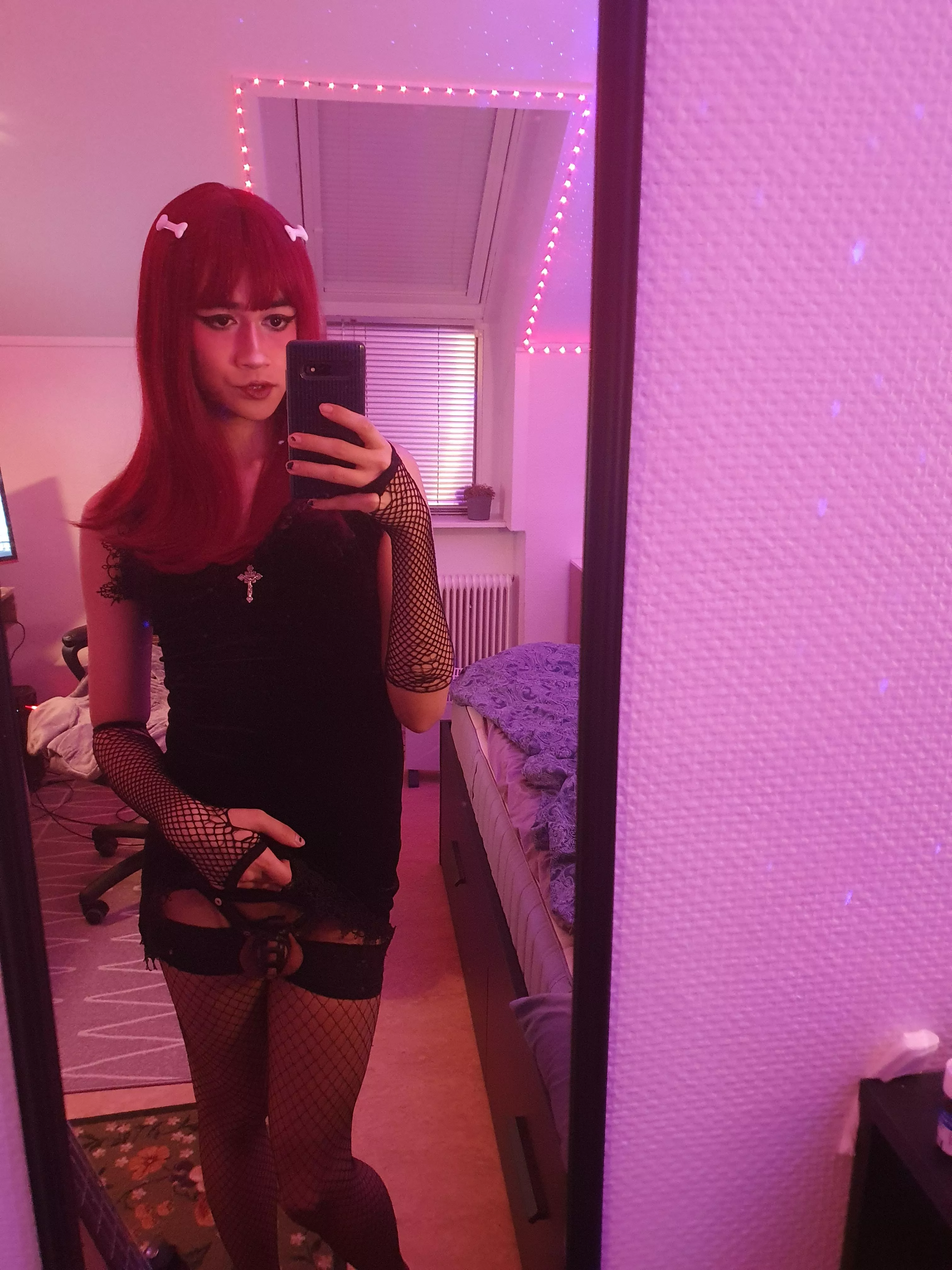 Caged under my black dress 🩷