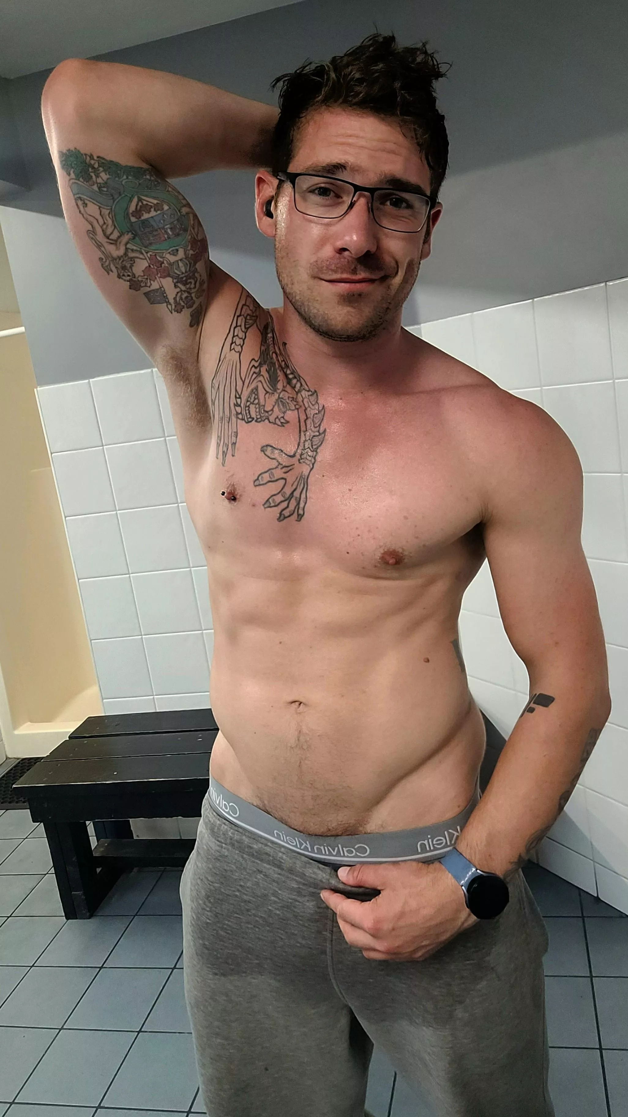 Little sweaty post workout 