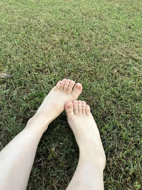 My feet love green grass