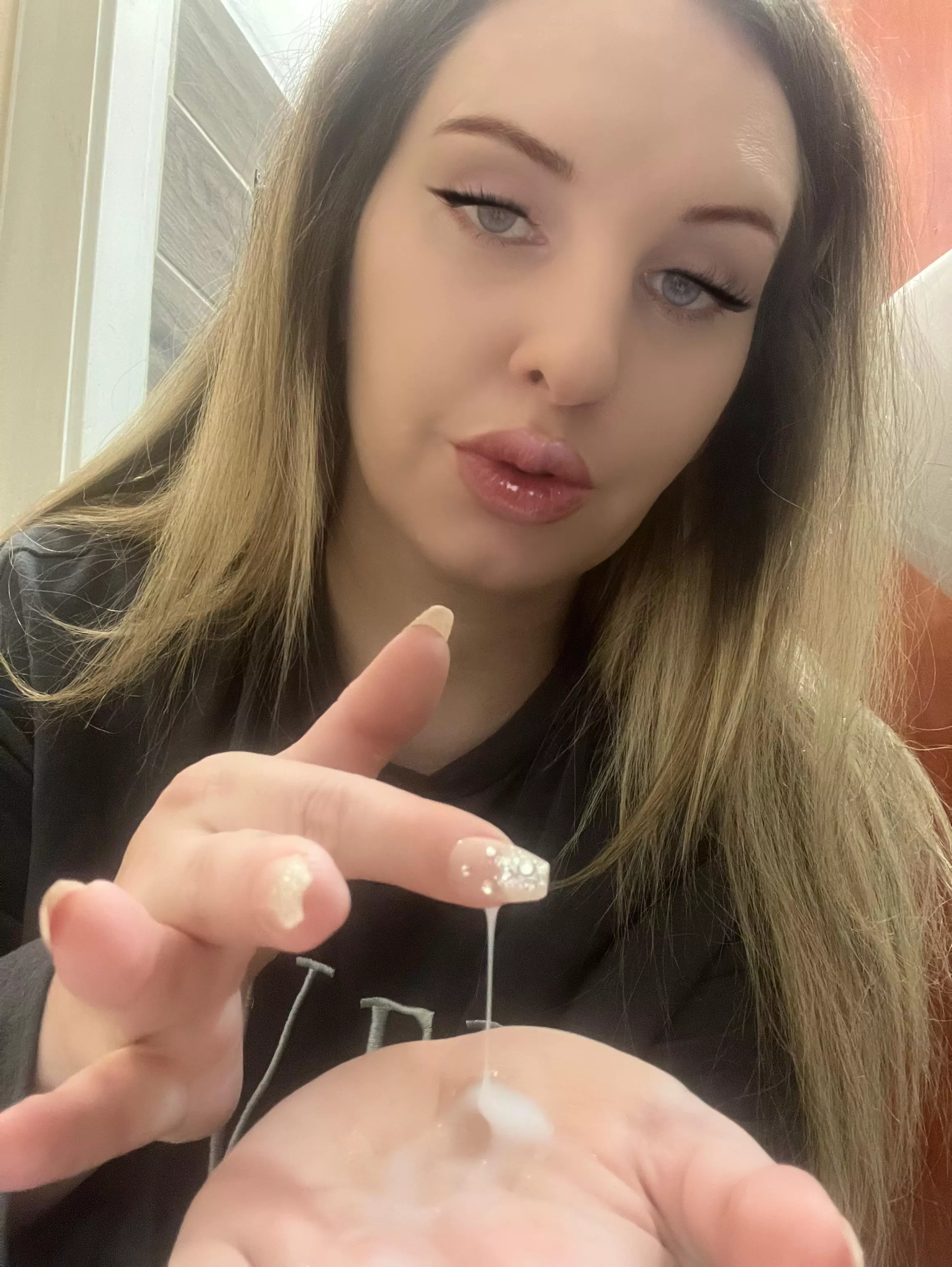 Ready to lick it all up for mommy, I know you are 