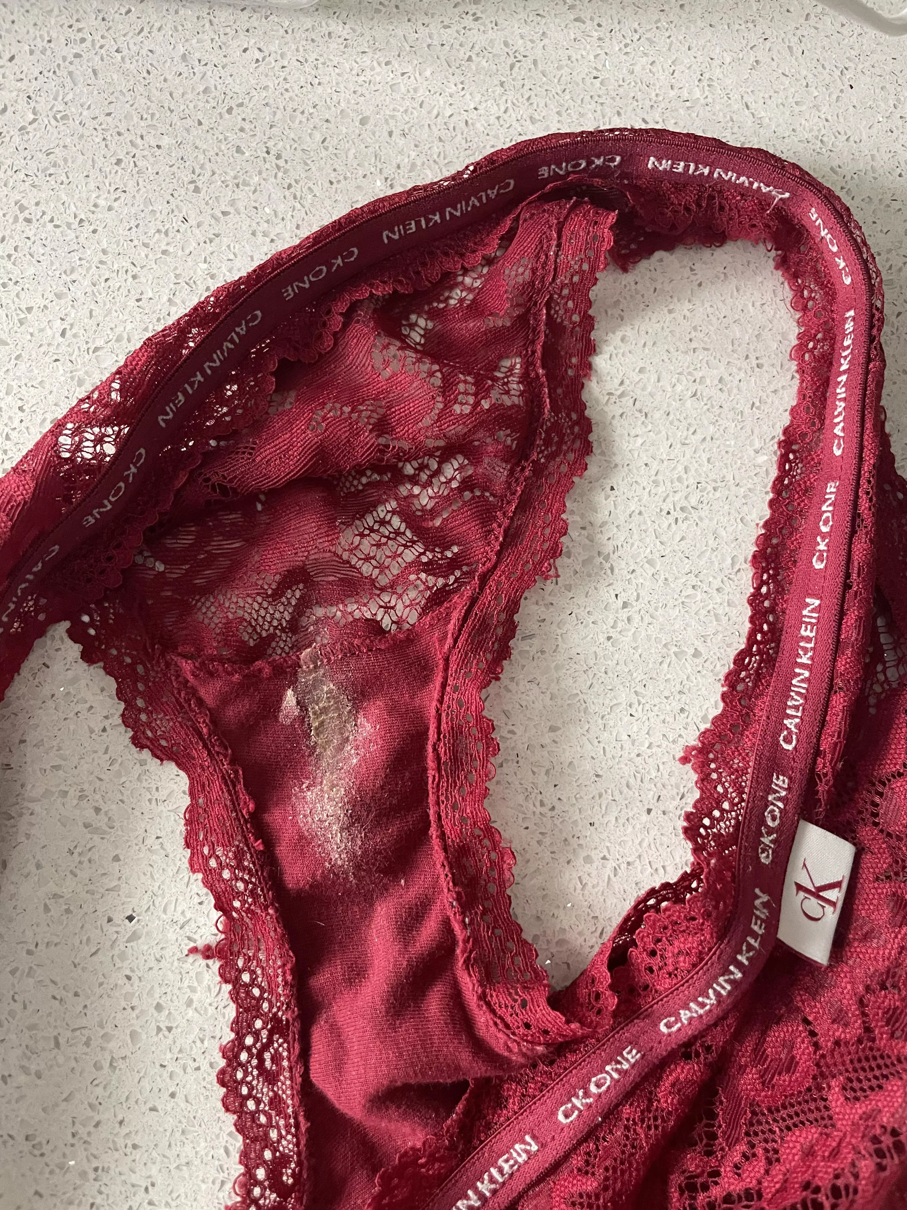 Stained creamed bordeaux panty... what do you think about