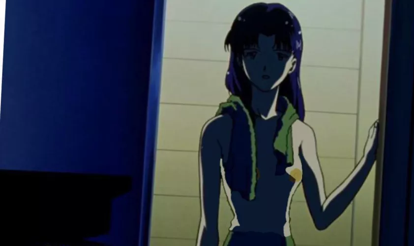 Misato being naked indoors