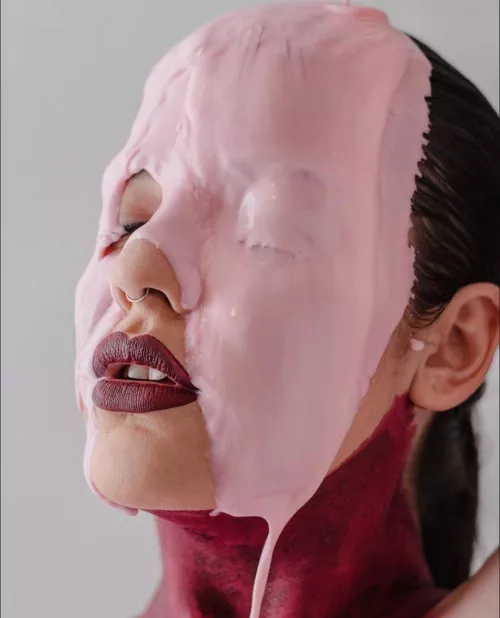 Strawberry yogurt soaking my face and running down my body.