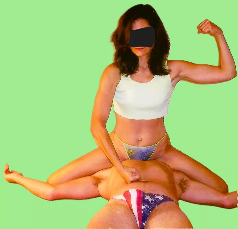 Enjoying victory after head scissors KO