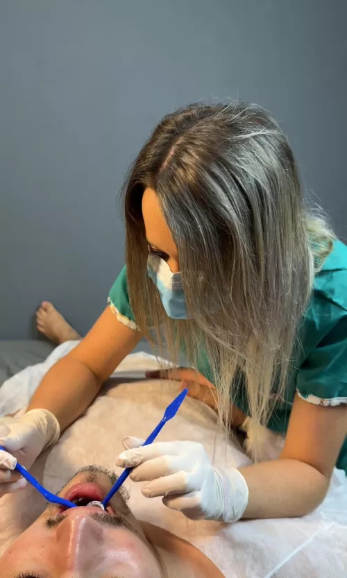 Just open your mouth. I'll take care of the rest. At first you'll feel pain, but then you'll start to feel better and more with what I'm going to do to you