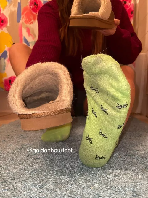 Smelly, sweaty fuzzy slippers😈