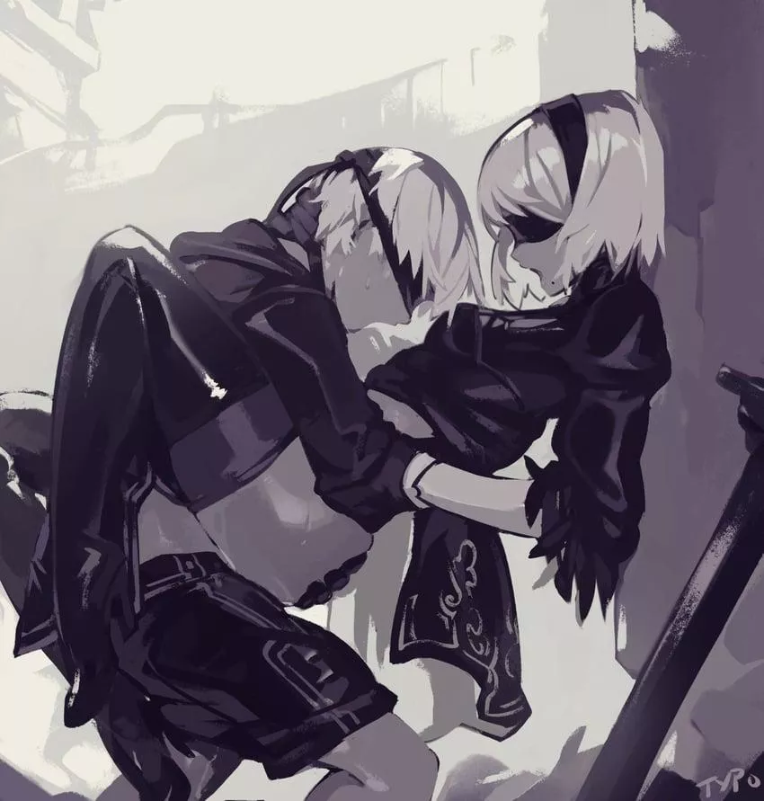 9S and 2B (Art by optionaltypo)