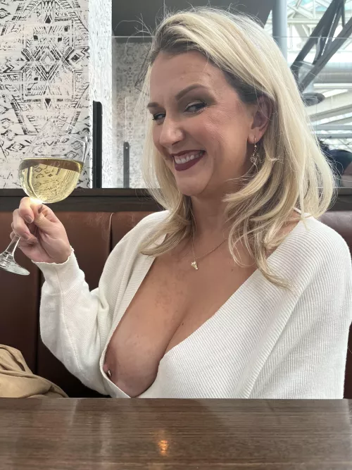 A nip slip for Titty Tuesday at Crown Center.