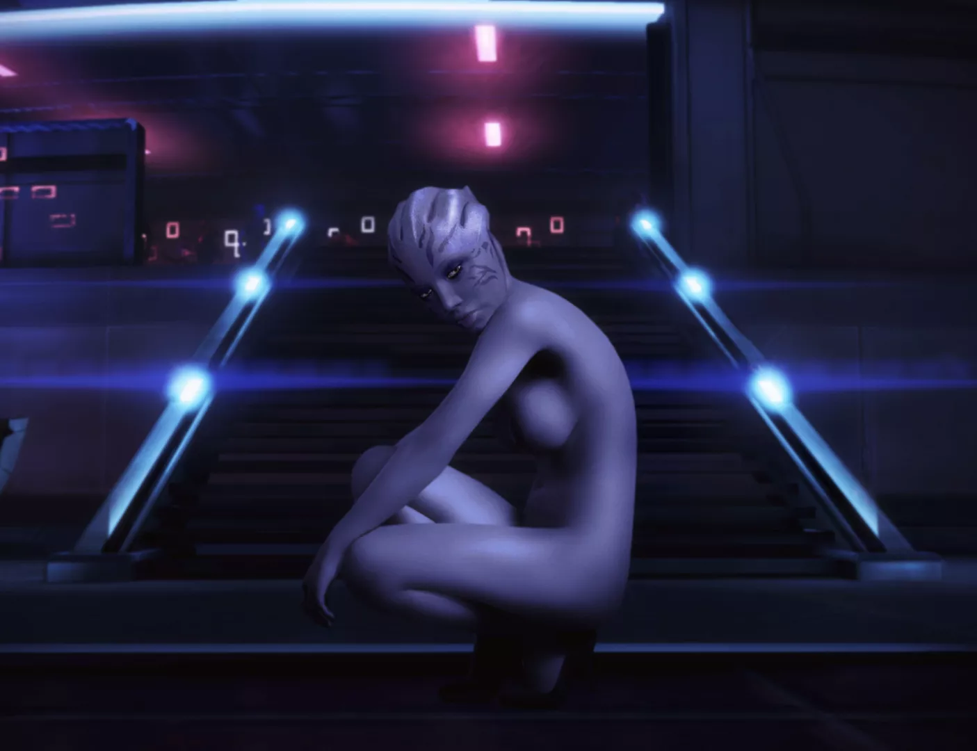 Asari dancer doing ads for Purgatory. (Rastifan)