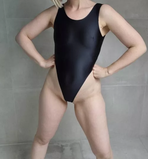 Black high cut swim suit