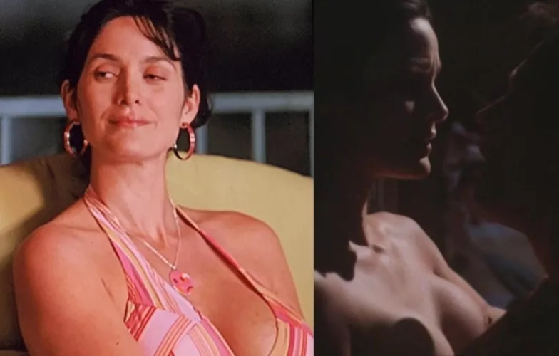 Carrie Anne Moss On and Off: Left (Chumscrubber 2005) Right (The SoftKill 1994)