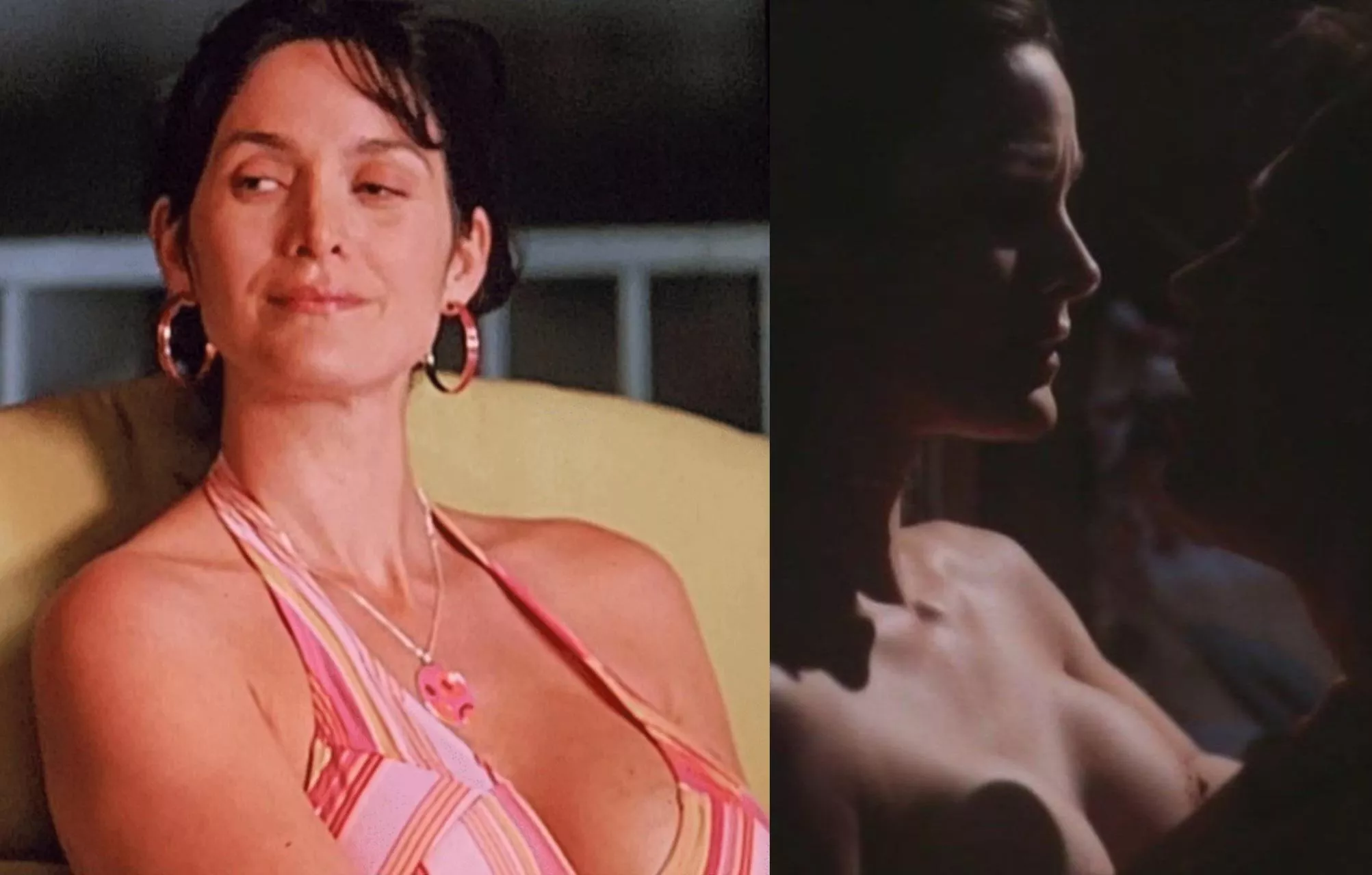 Carrie Anne Moss On and Off: Left (Chumscrubber 2005) Right (The SoftKill 1994)
