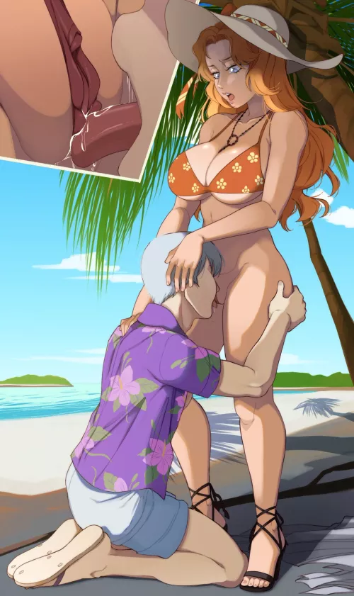 Cunnilingus at the beach