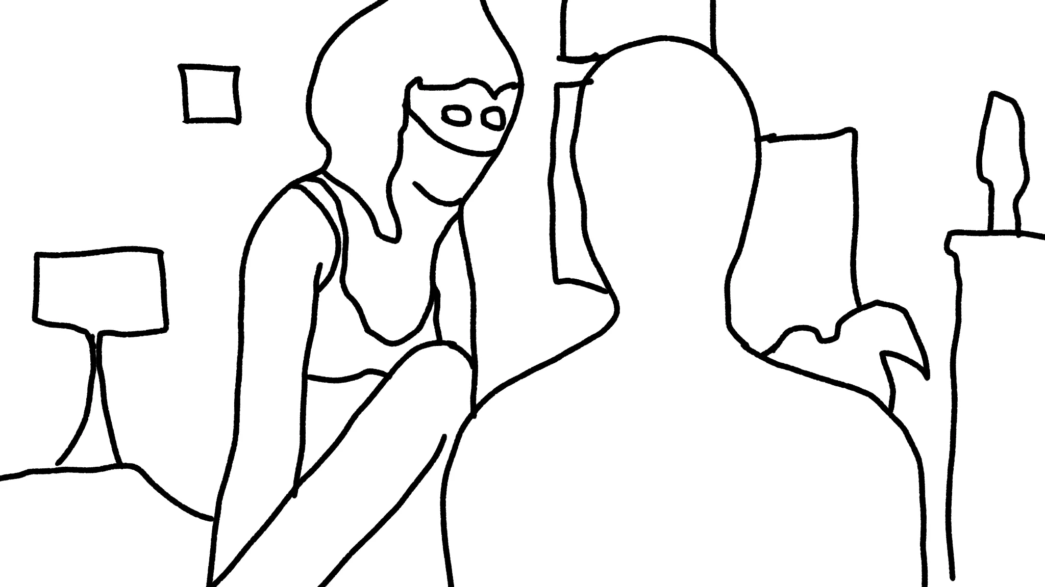 For those who were wondering what Sally's preview is like. Here's a great drawing I made. For those who still didn't understand, here's the context: Sally sitting on a bed, and MC 