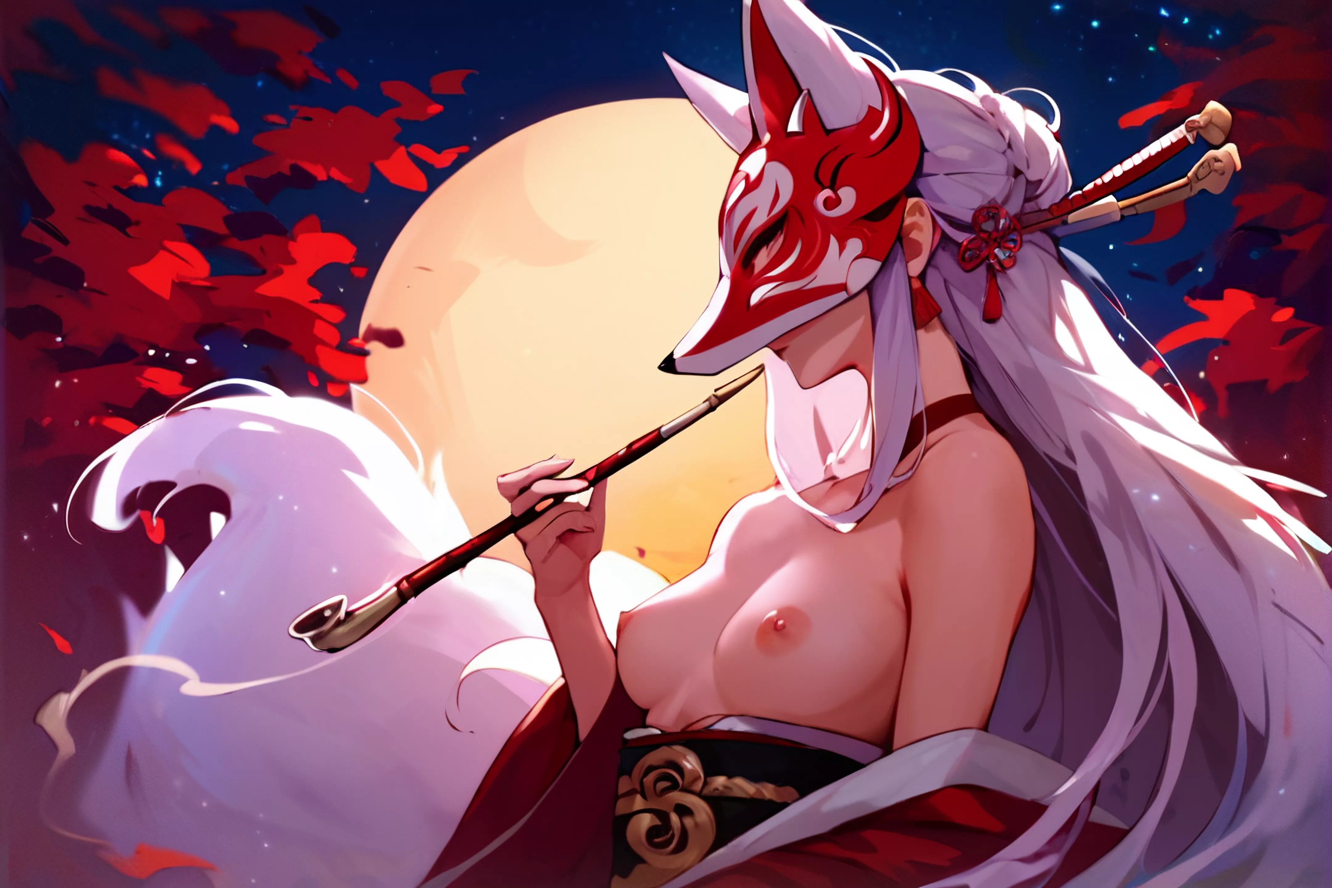 Fox girl masked smocking
