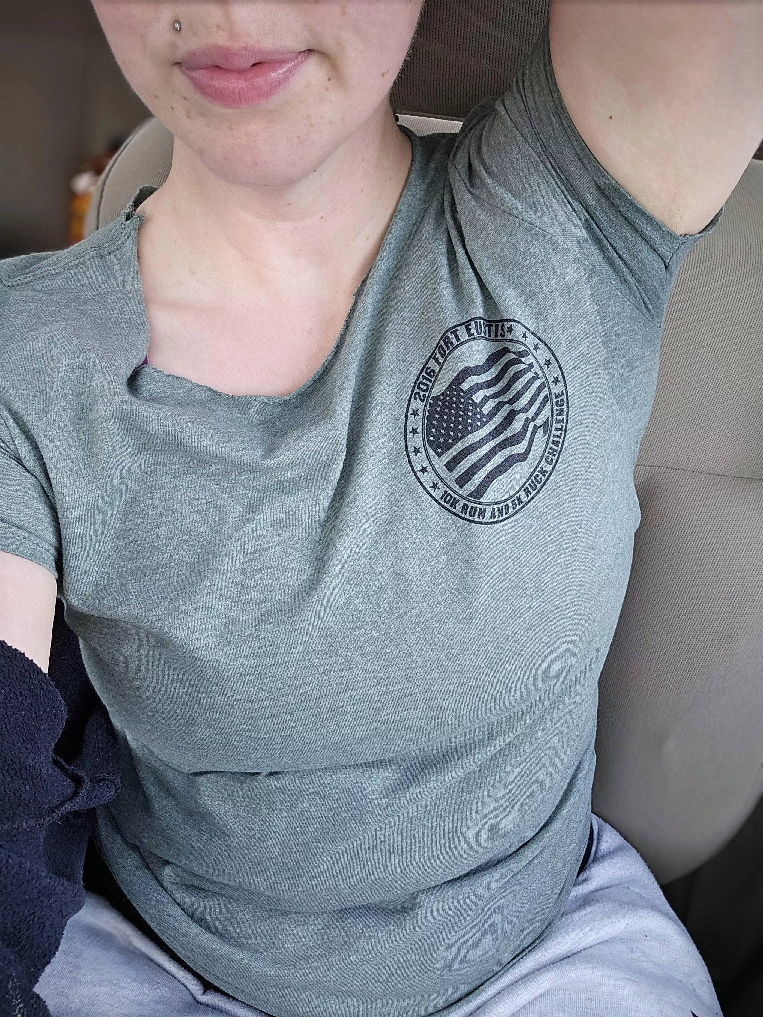 Got a little sweaty [p]ushing through chest and biceps today.