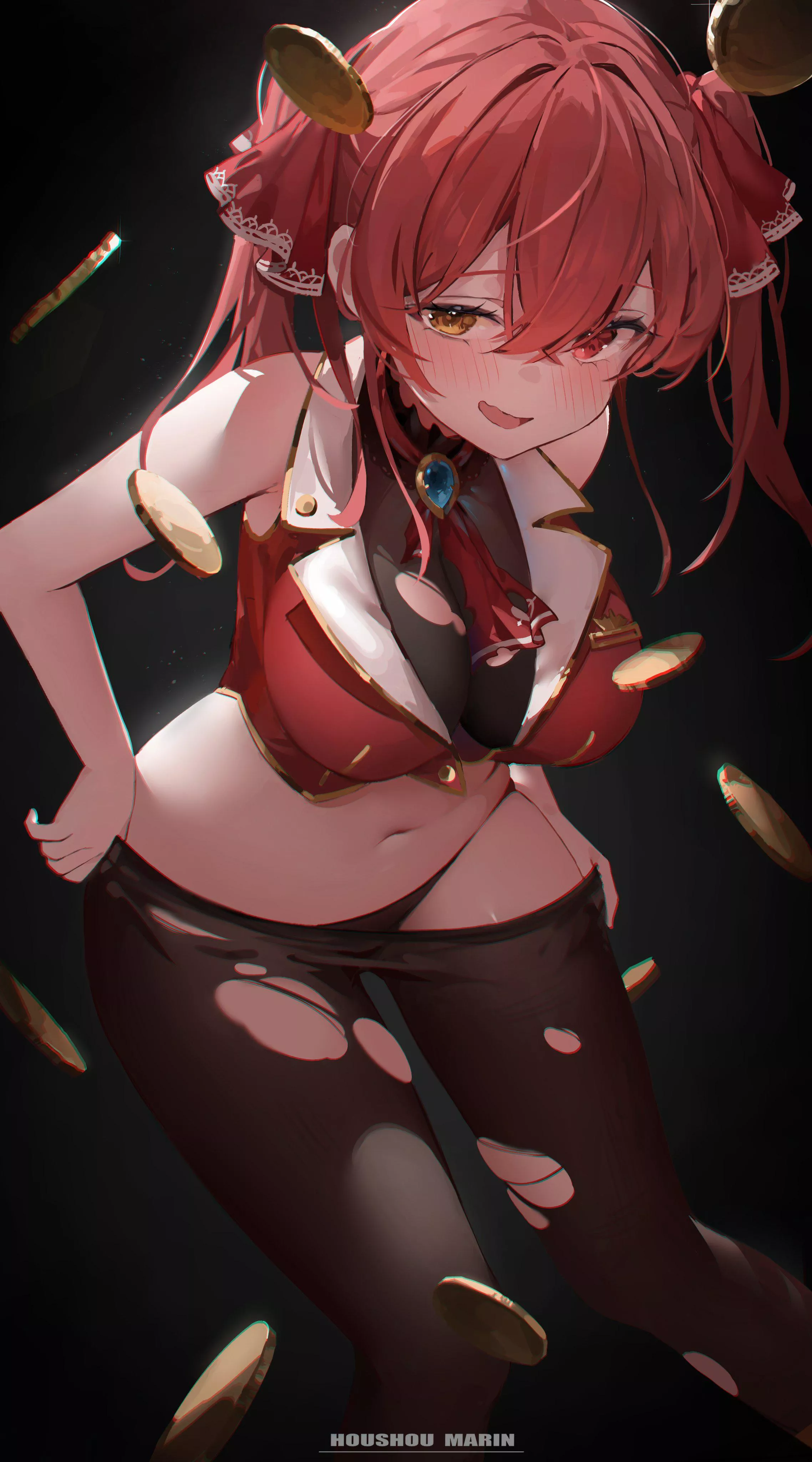 [Houshou Marine] Taking off her pantyhose