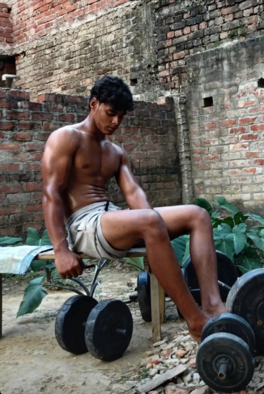 Indian Bro Tired and Sweaty after Working Out 