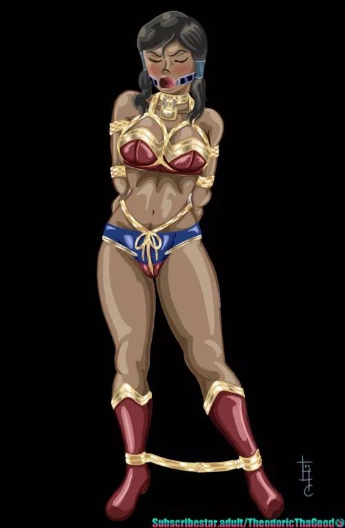 Korra cosplaying slave Wonder Woman 