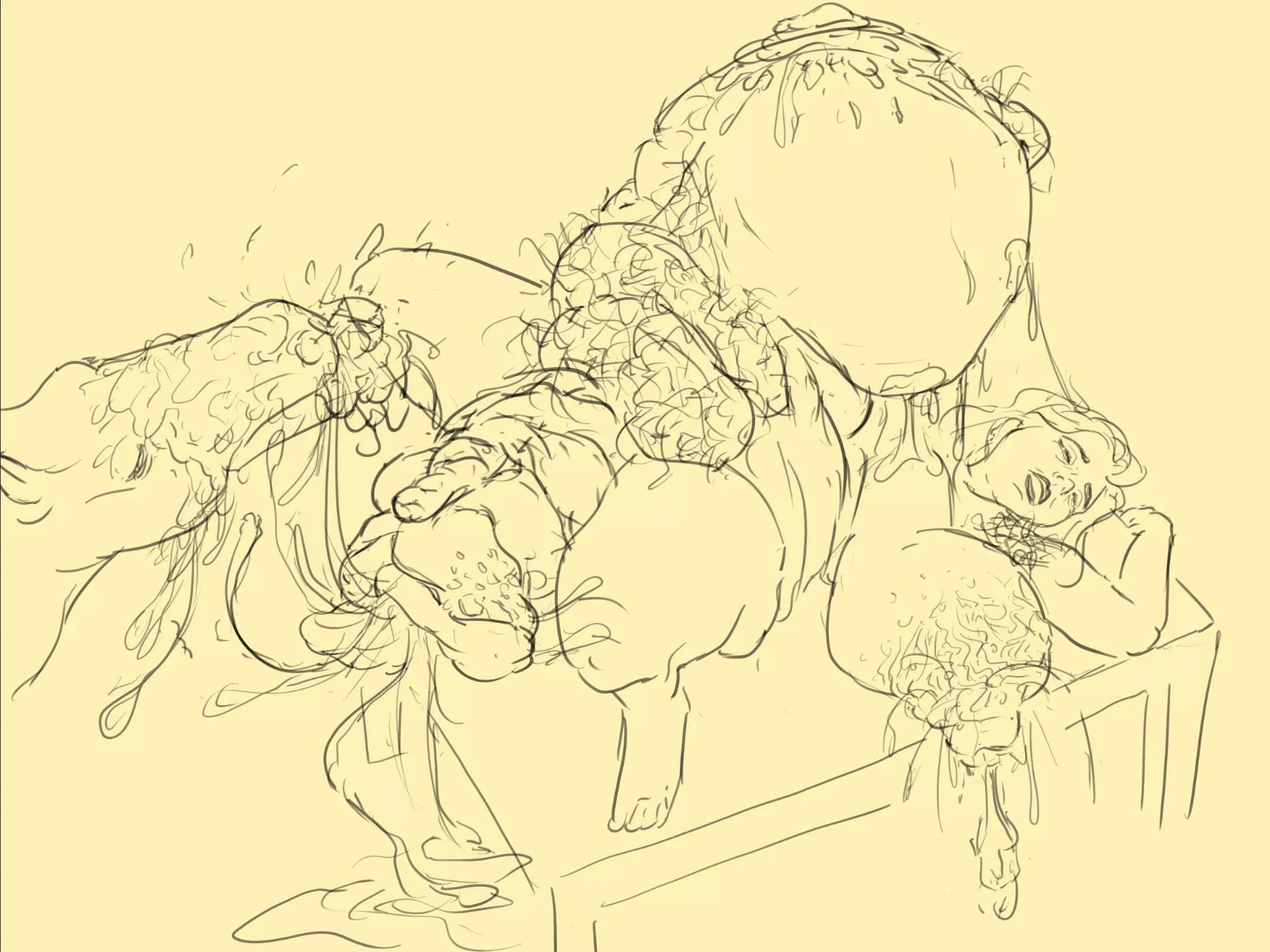 Lorna's massive pumped pussy gets eaten out by a horse