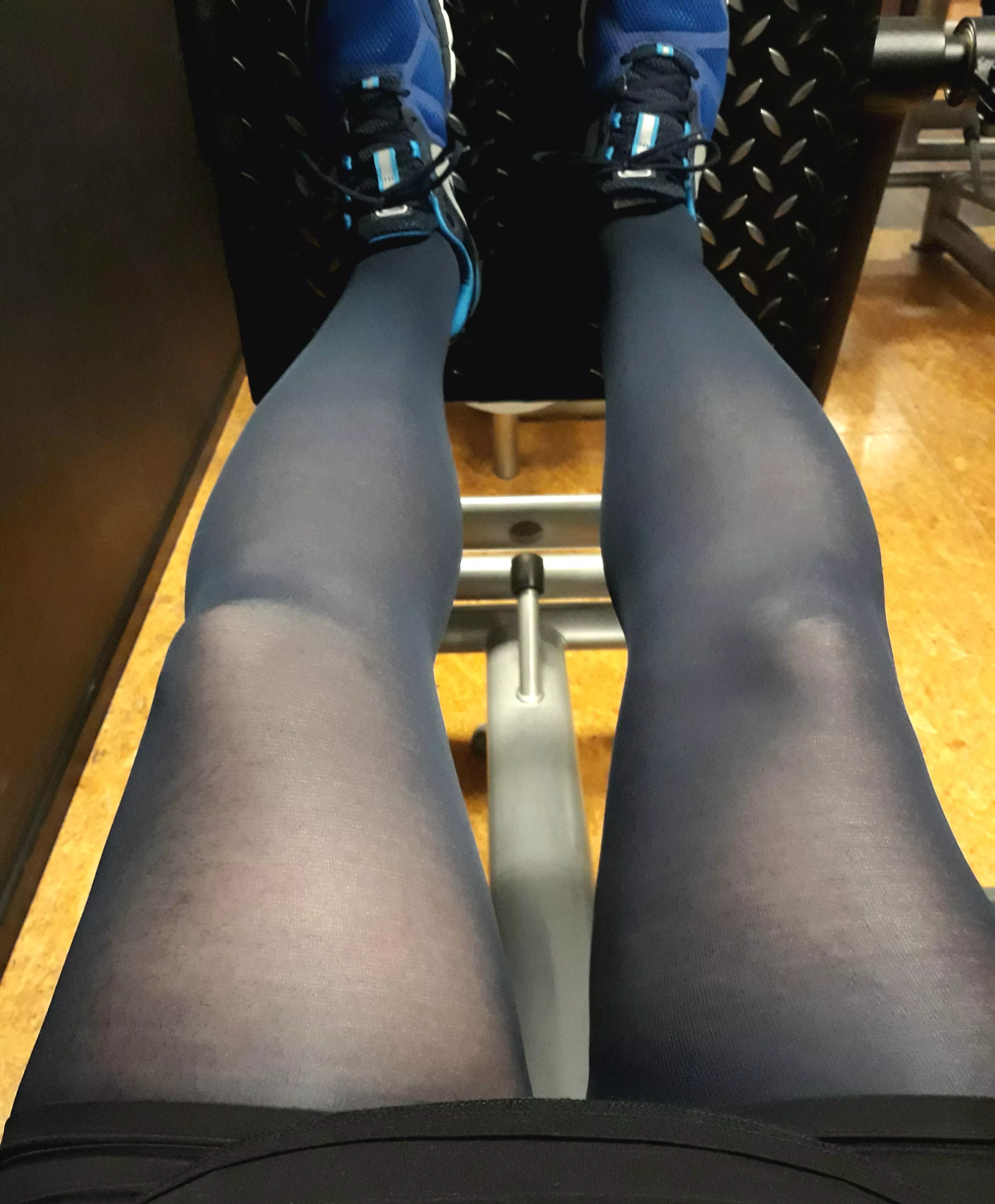 Man: Opaque nylon in the public gym