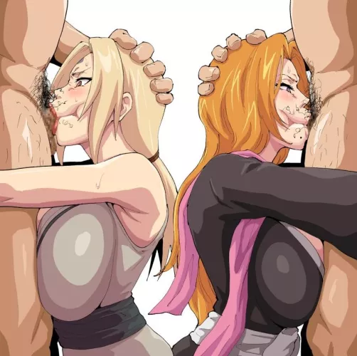 matsumoto rangiku x  tsunade worshiping cock (iwao178)