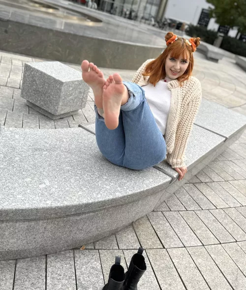 My feet are resting in the park