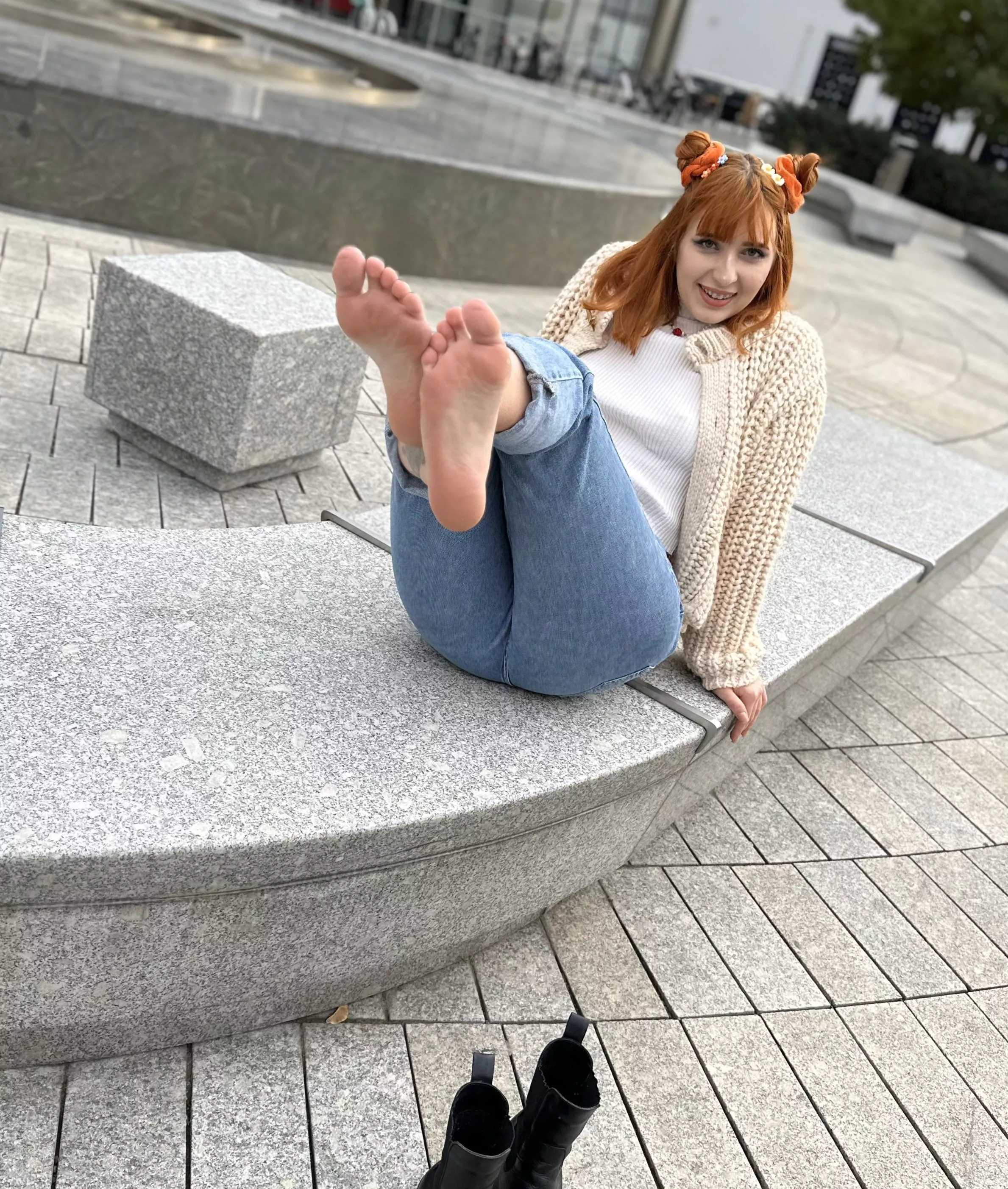 My feet are resting in the park