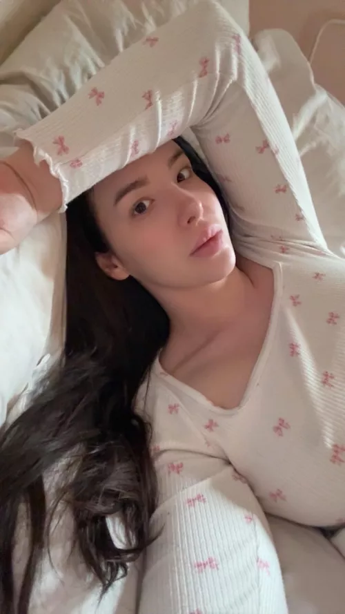 No makeup and cute pajamas 