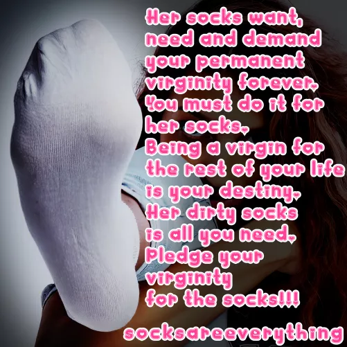 Pledge your virginity for my socks and my socked feet! You are little beta loser! And its best for you and the whole world to pledge your pussyfree and virginity for life baby!