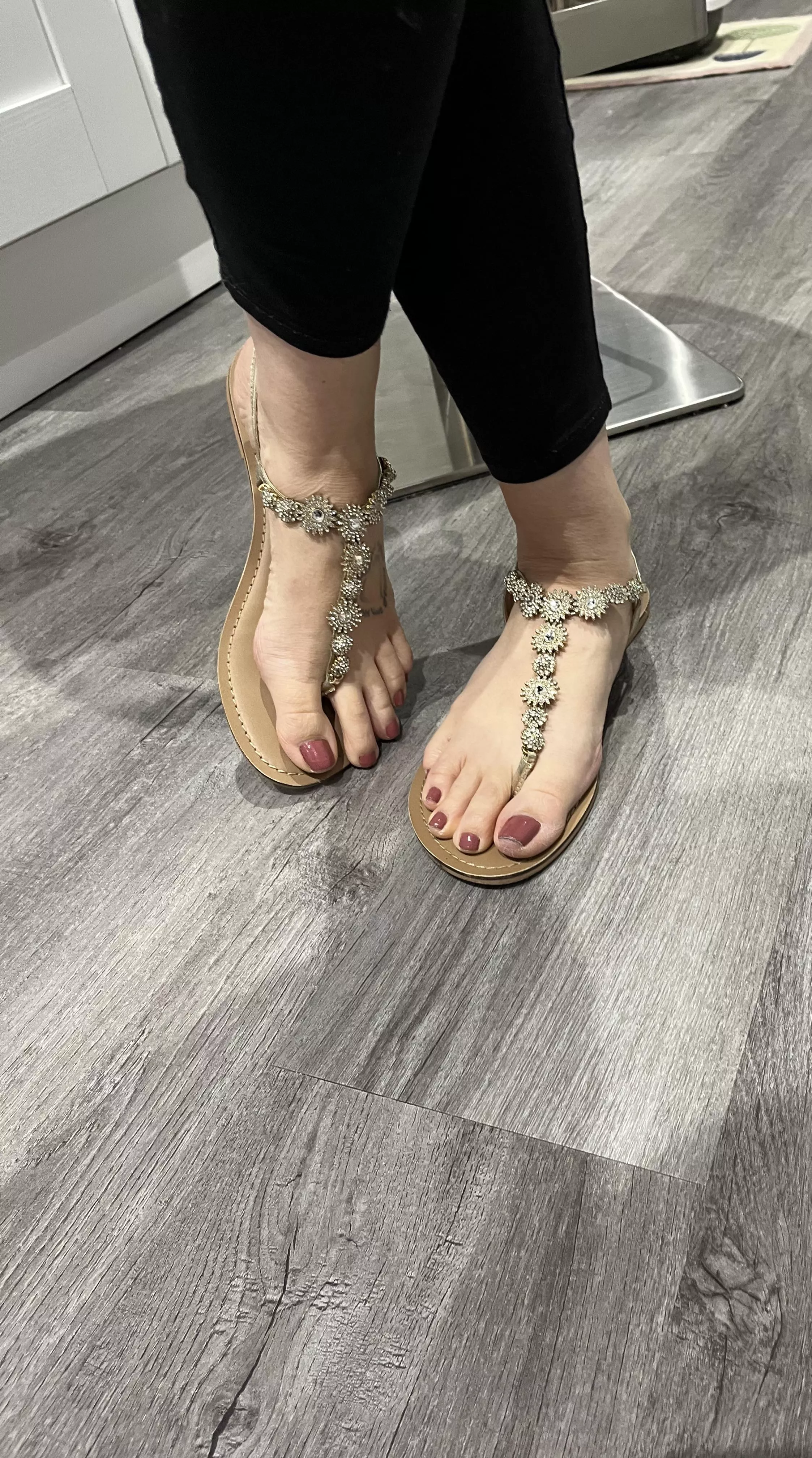 These sandals show off my long slender feet
