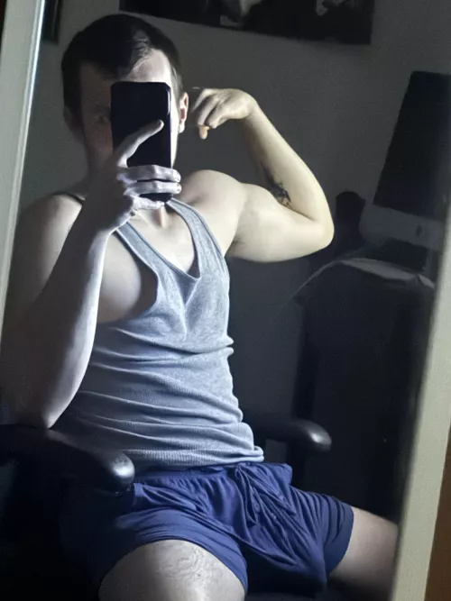 What do you prefer: the bulge in my arm or the bulge in my shorts? ;)