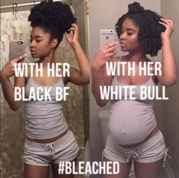 as a black girl ,she is proud of getting bleached and bred ...