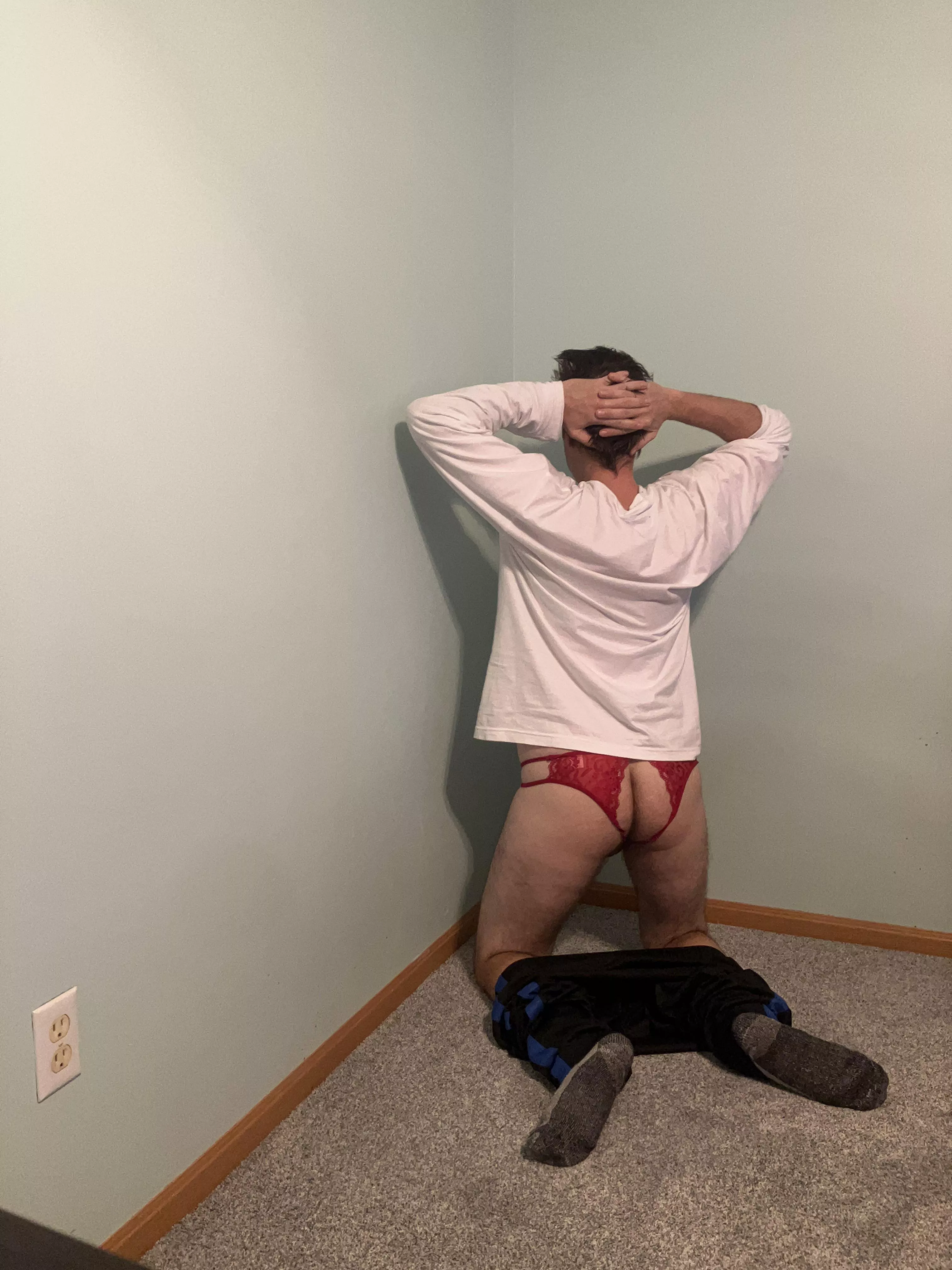 Corner time before the spanking 