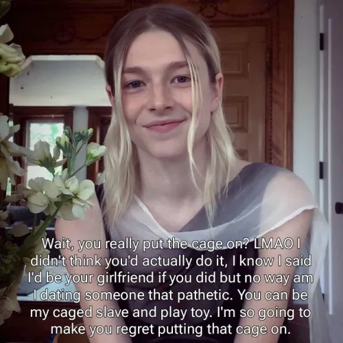 Hunter Schafer told you she'd be your girlfriend if you put a chastity cage on...