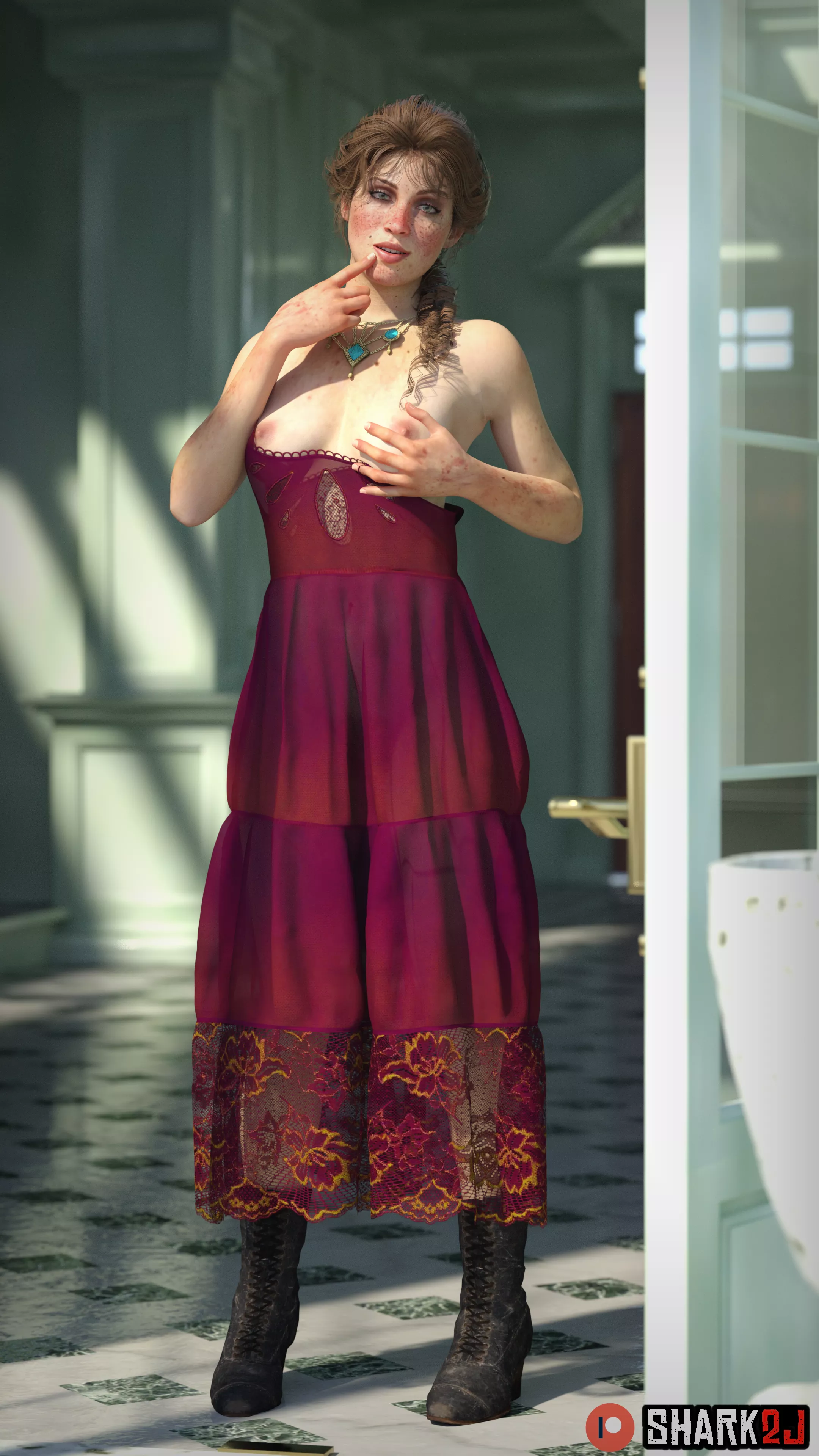 Mary-Beth In A Red Dress