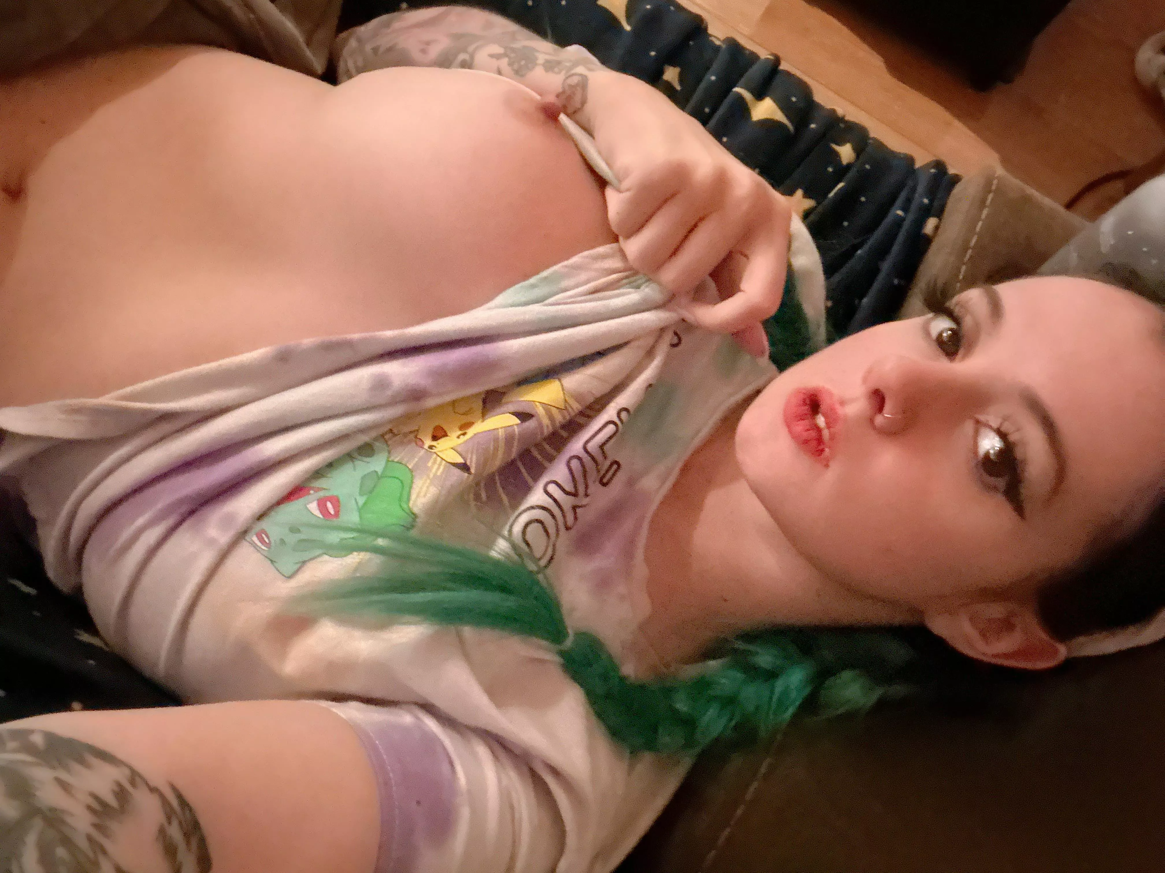 Nerdy green haired girl 