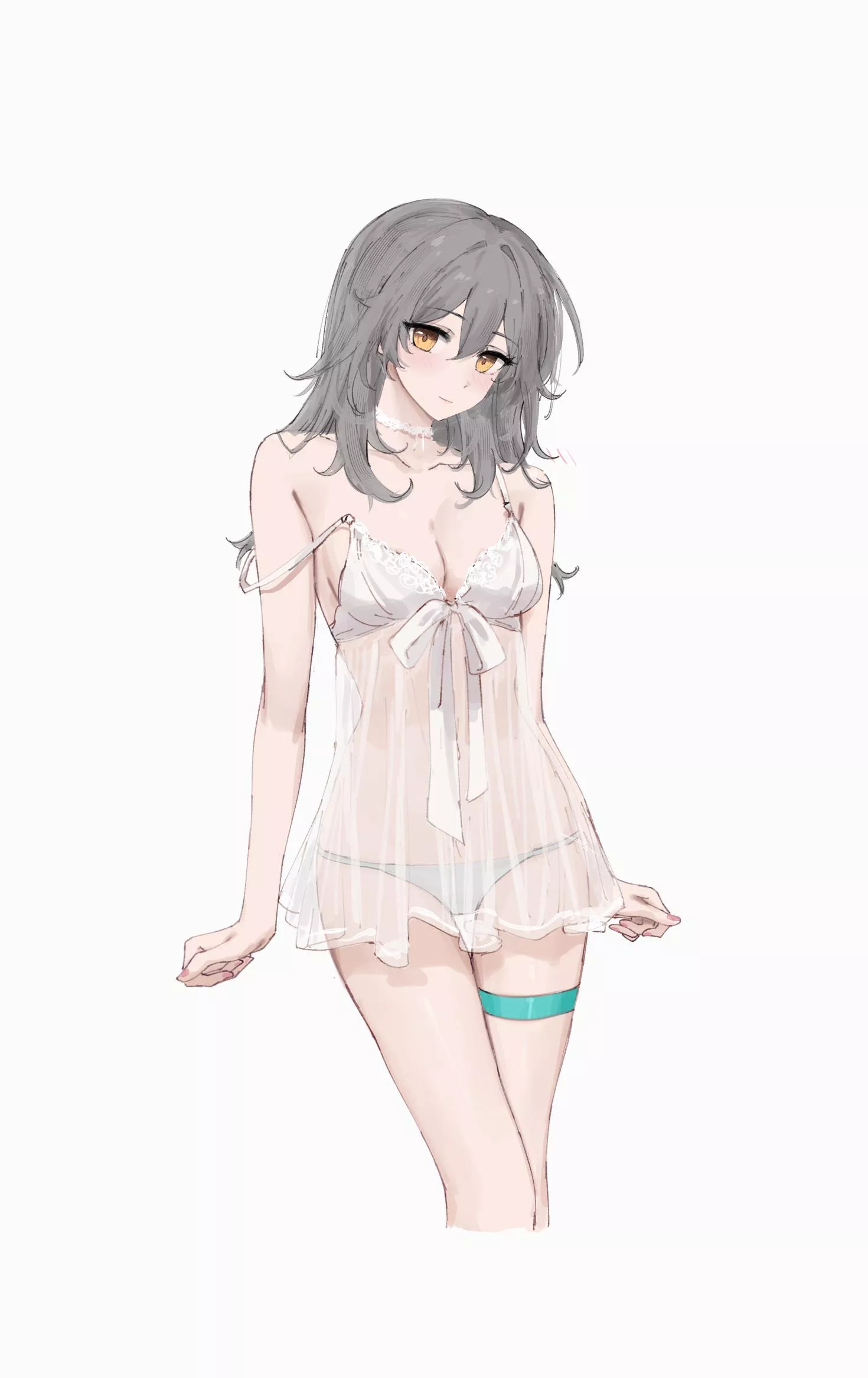 Stelle wearing a see through dress (hair down alt)