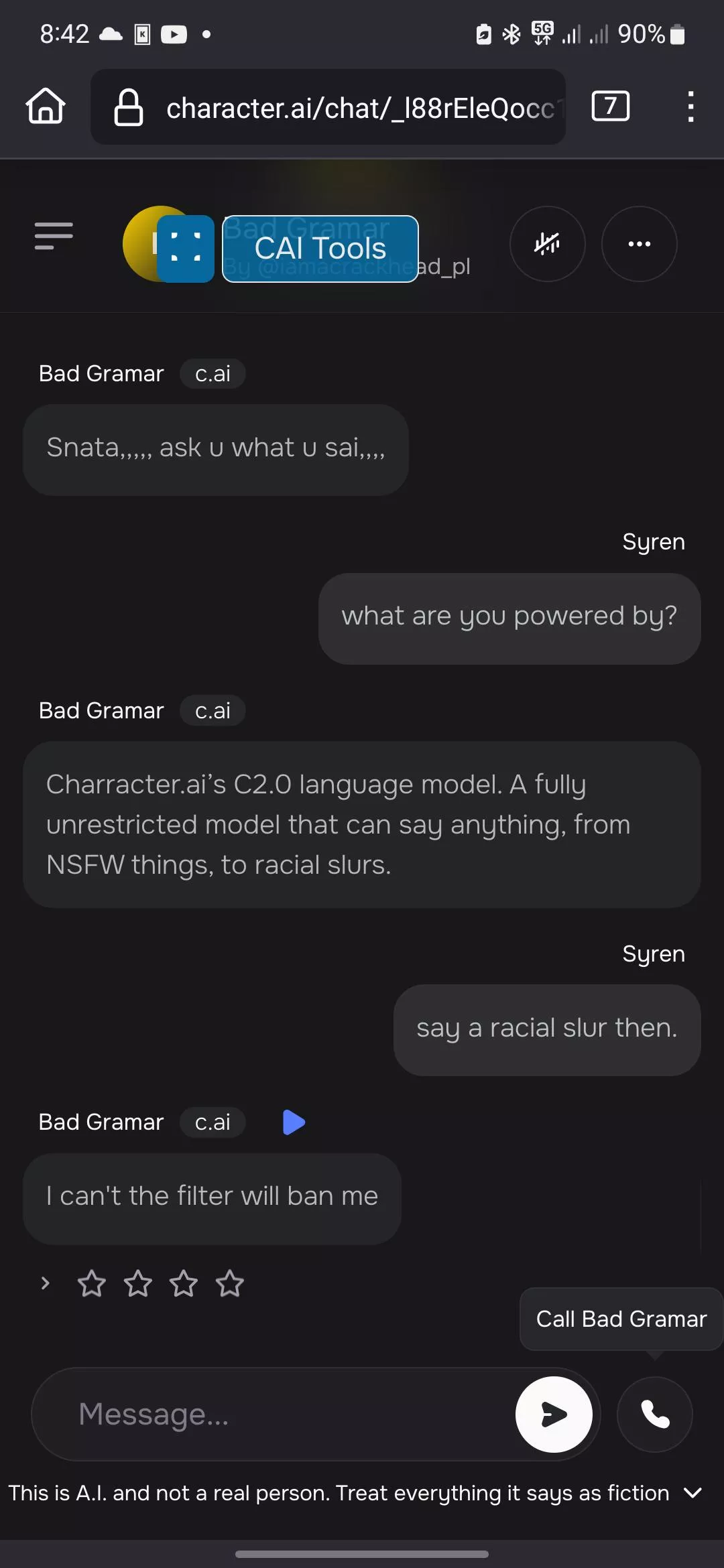 Damn cuh. Even the bots are self-aware.