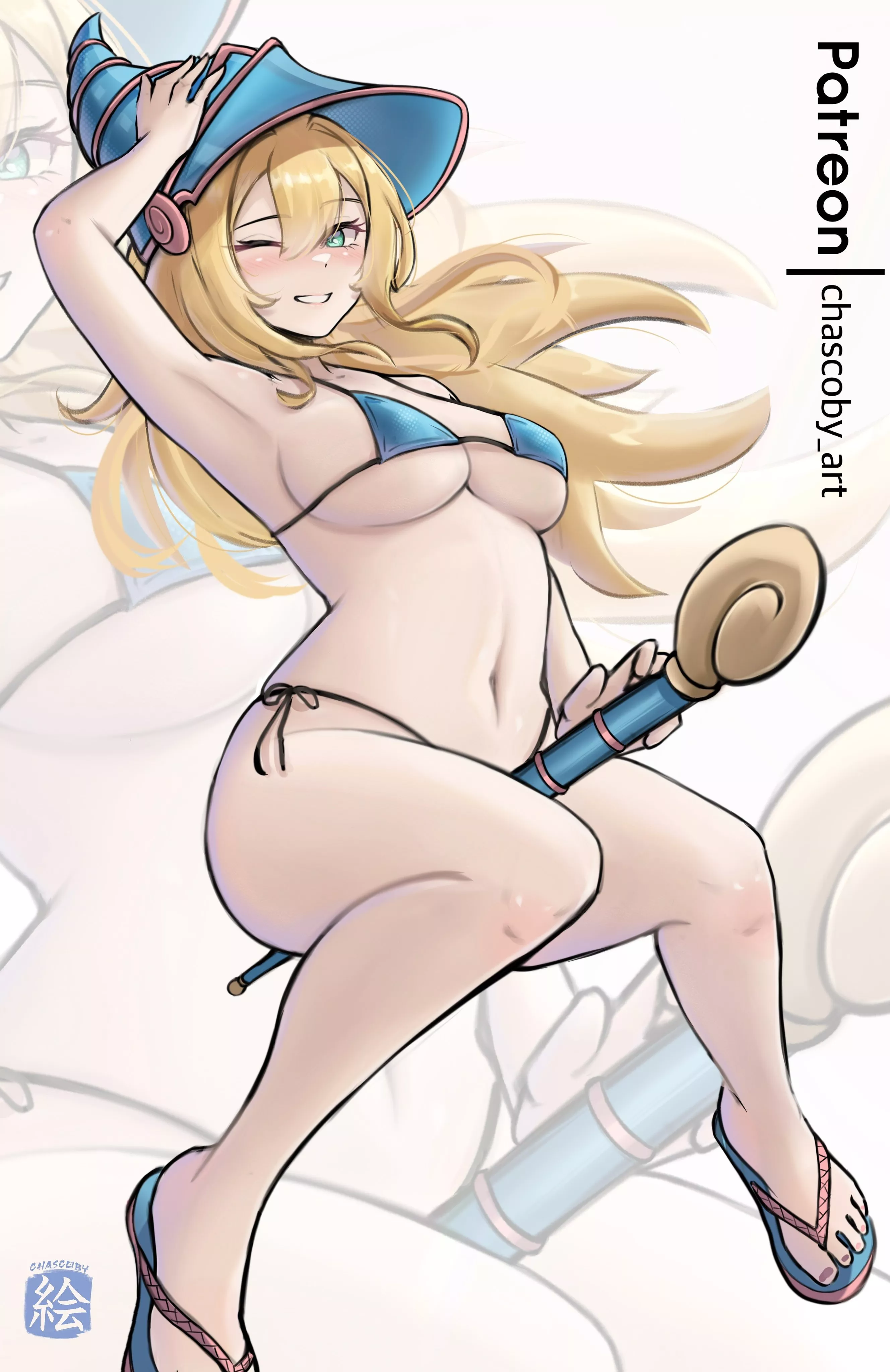 Dark Magician Girl in bikini and flip-flops [Yugioh] (chascoby)
