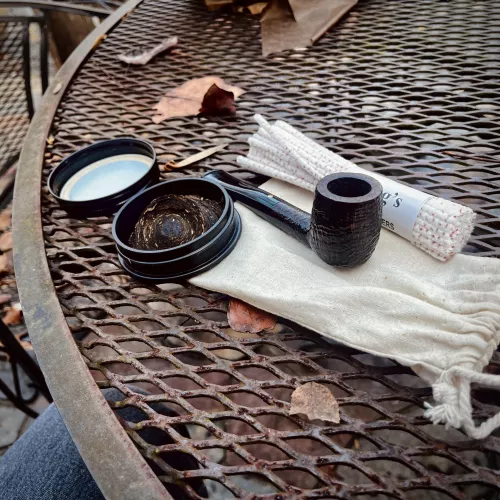 Enjoying a nice bowl of Ken Byron’s “Mr Christian’s Raven Eye Flake” with two years of age on it this thanksgiving.