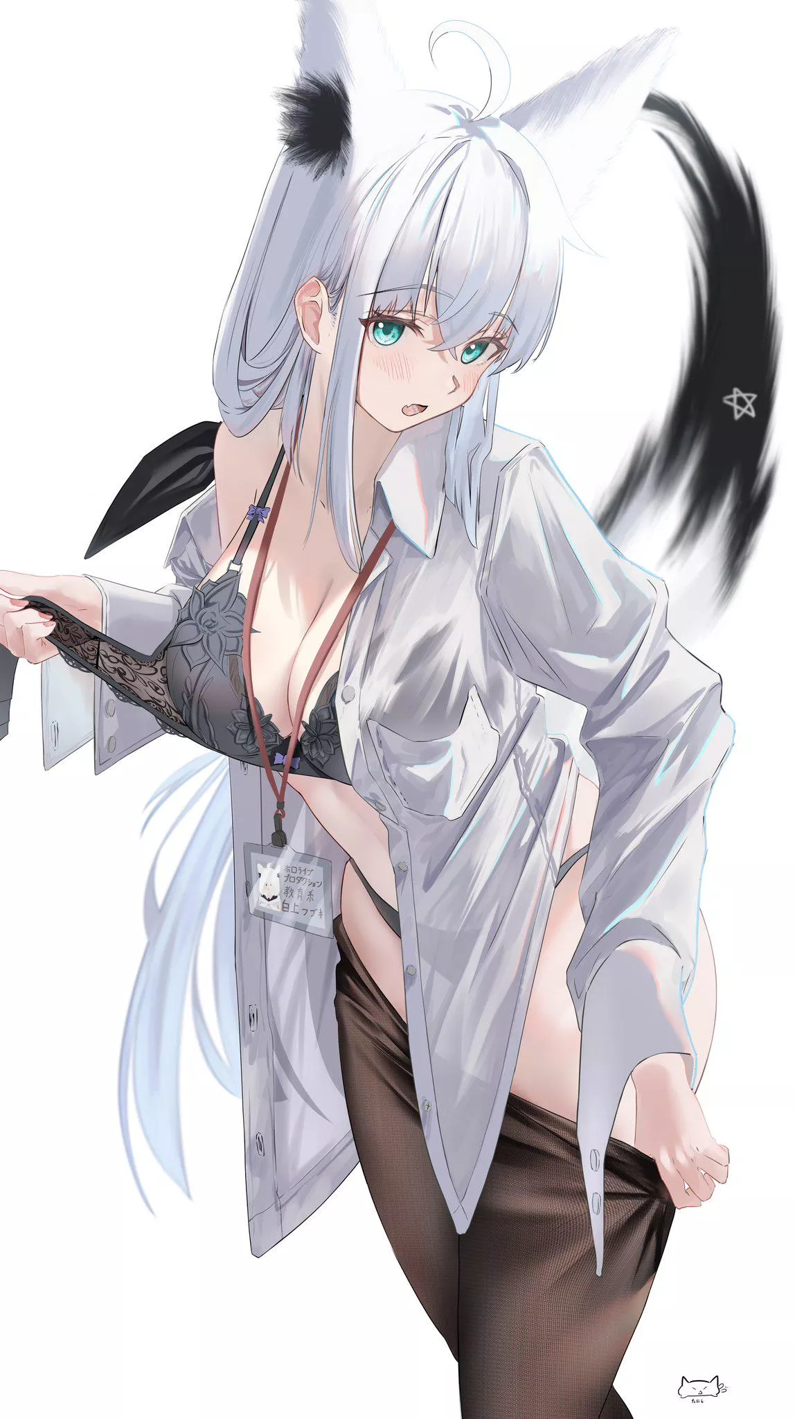 Fubuki changing out of work clothing [Hololive]