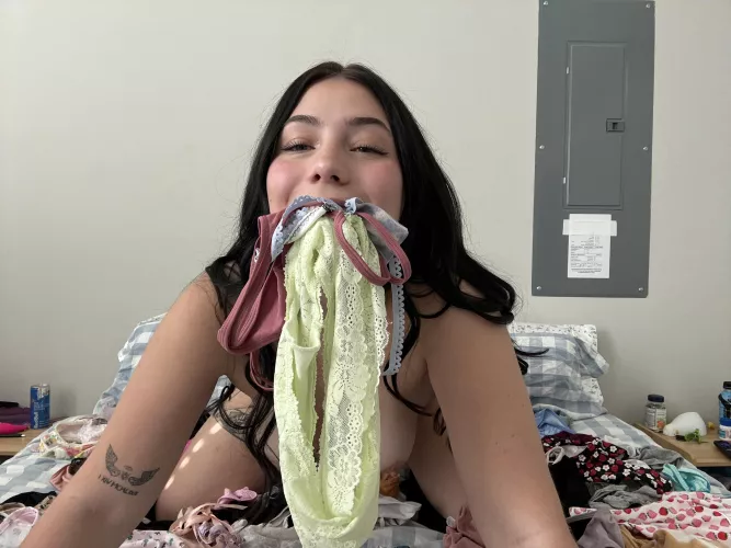 happy as can be when my mouth is stuffed w/ panties🤭