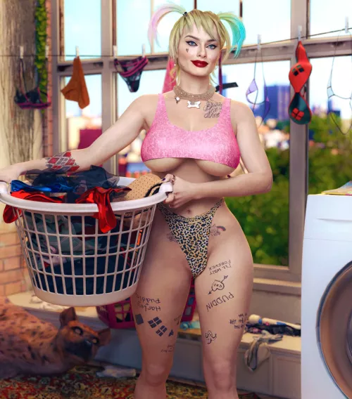 Harley Quinn doing her laundry (4TeaSe7en) [DC]